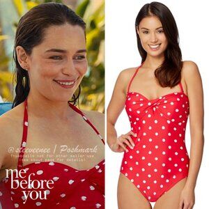 Debenhams Red Polka Dot Swimsuit ASO Louisa Clark